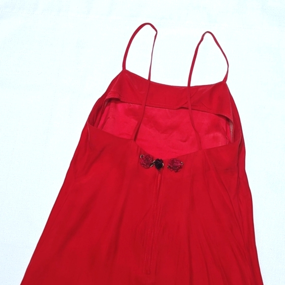 Handmade | Vintage | Satin |  Slip Dress | Rosette | Prom | Wedding | Bridesmaid - Picture 4 of 6